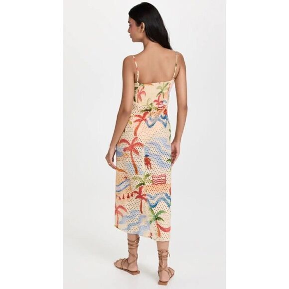 Anthropologie Farm Rio Copacabana Eyelet Dress Cover Up Tropical Midi Medium NEW - Picture 8 of 16